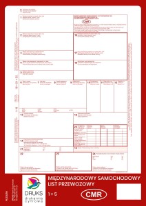 CMR 6 -kartkowy A4 Międzynarodowy List Przewozowy, druki 1+5