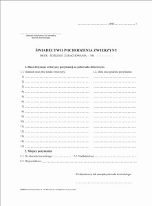Świadectwo pochodzenia zwierzyny A5