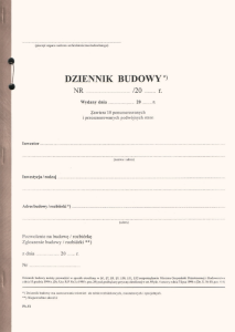 Dziennik budowy cz. I / 20 kartek A4,  przesznurowany