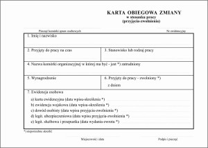 Karta obiegowa zmiany w stosunku pracy A6 (2)
