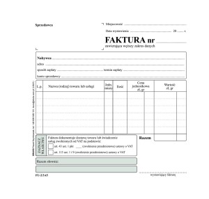 Faktura uproszczona 2/3 A5 - dla zwolnionych z VAT