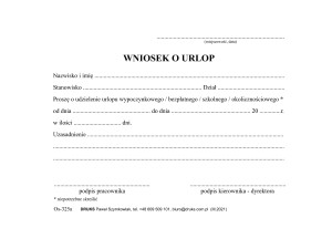Wniosek o urlop - uproszczony A6