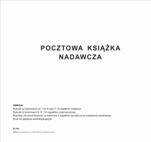 Pocztowa książka nadawcza - samokopiująca 2/3A4